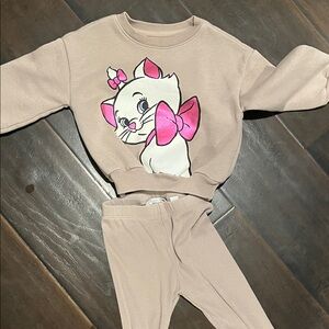 Zara Kids Pajama Set with Cat Print - Pink and Tan